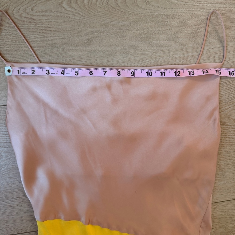 Zara whimsical rose & yellow color block draped cowl neck Slip midi Dress XS - Picture 12 of 13